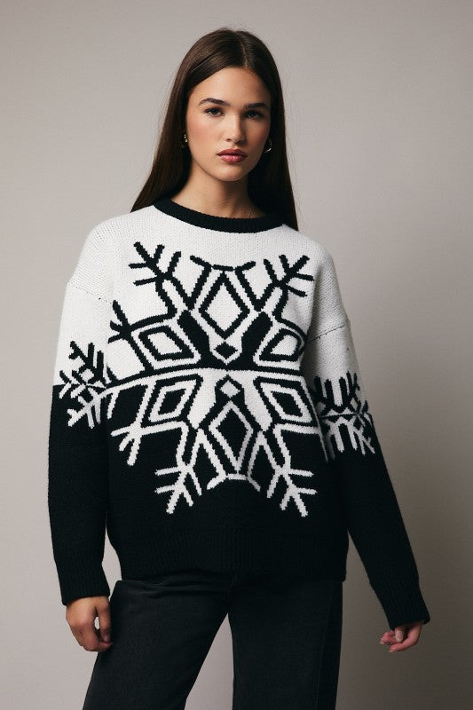 Black & white snowflake sweater