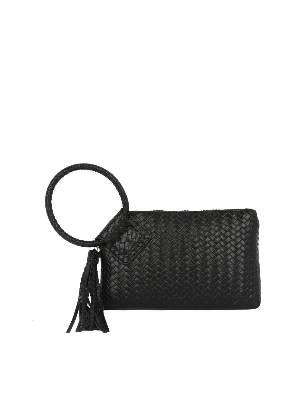 Woven vegan leather wristlet