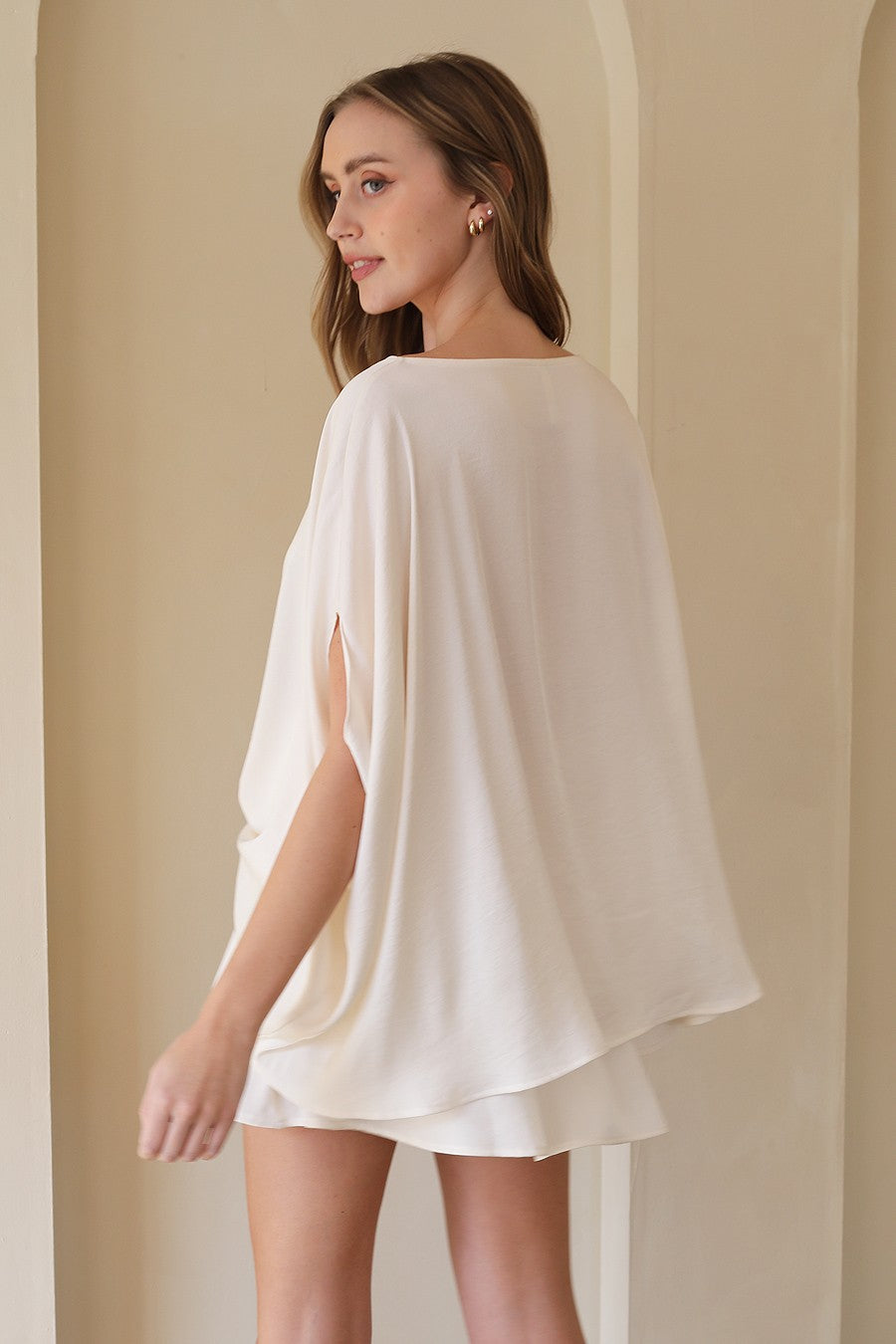 Poly silk caftan top
