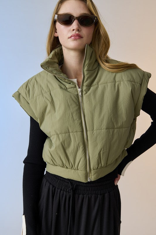 Cropped puffer vest