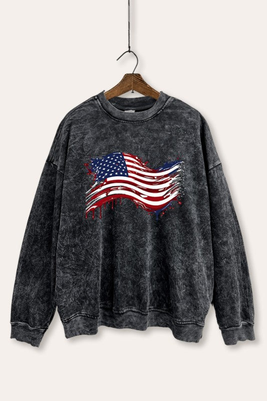 Mineral washed flag sweatshirt (2 colors)