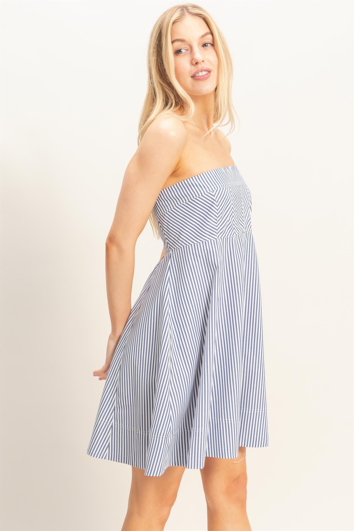 Strapless striped dress
