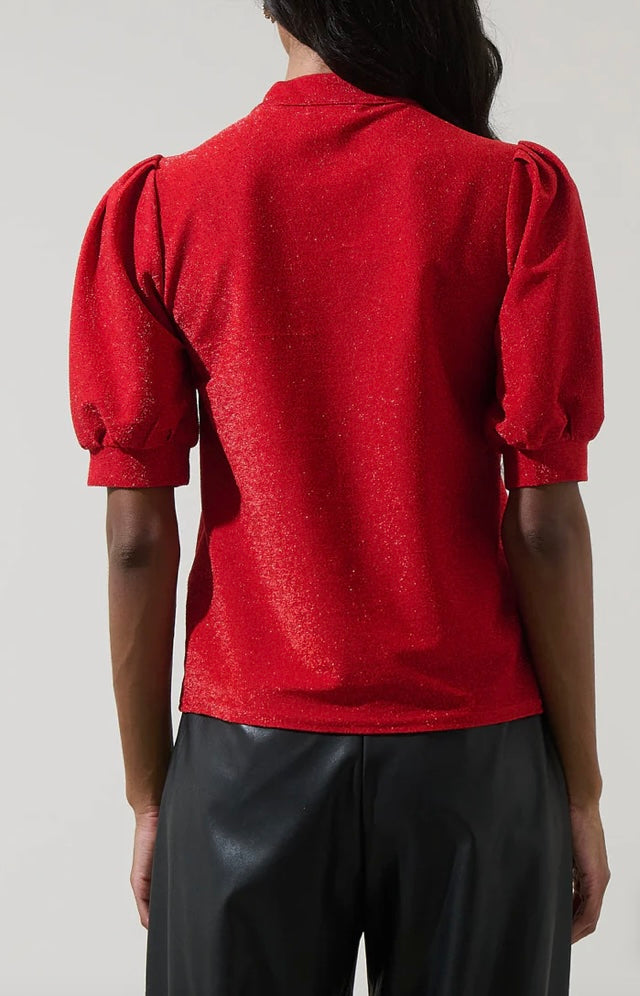 Shimmer bow tie top