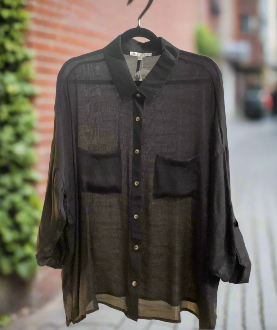 Semi sheer button down blouse