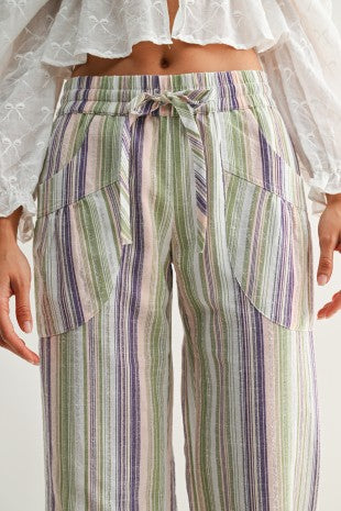 Striped wide leg pull on pants