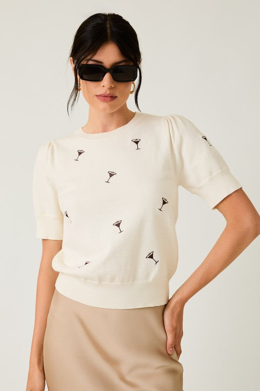Short sleeve martini sweater