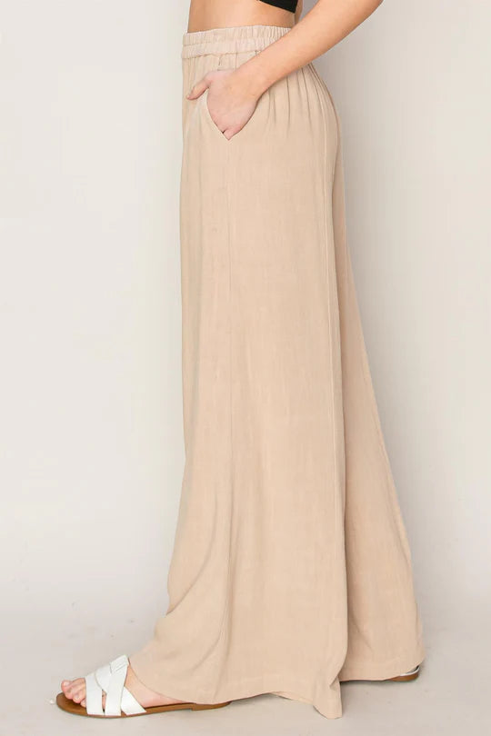 Linen blend pull on pant
