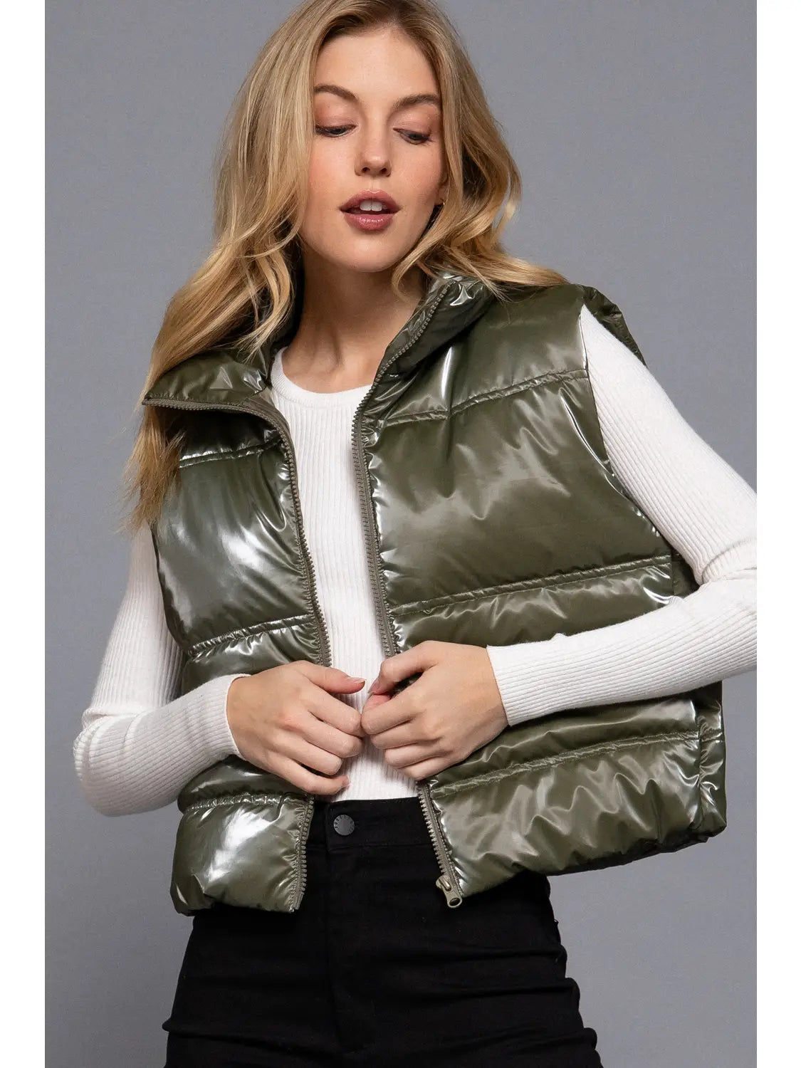 Shiny high neck vest (4 colors)