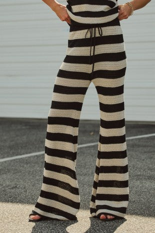 Stripe crochet knit pants