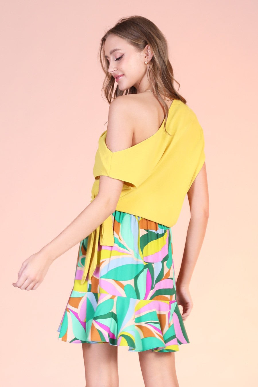 Washed Poly Silk Surplice Caftan Top