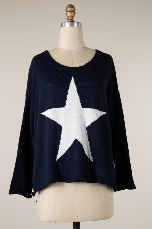 Navy star lightweight sweater