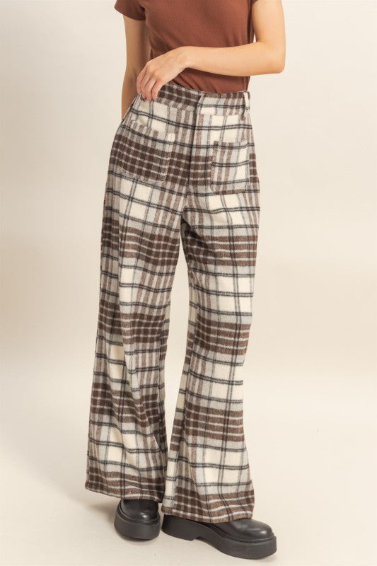 Brushed-finish Checkered Trousers