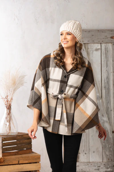 Plaid belted wrap - 2 COLORS