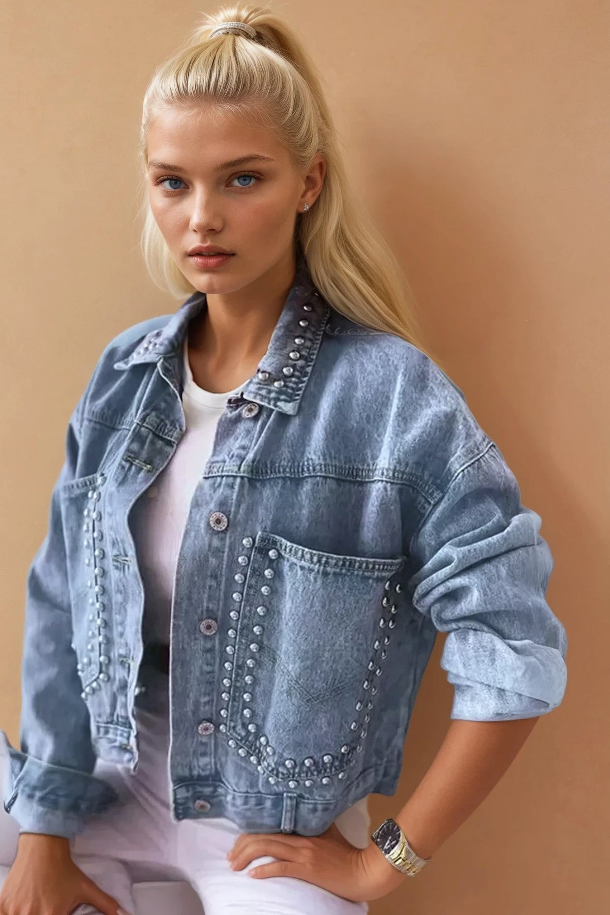 Studded denim jacket