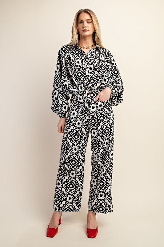 Geo print flowy ankle pant