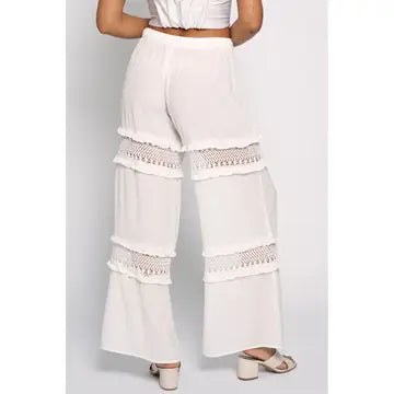 Open lace detail drawstring pant