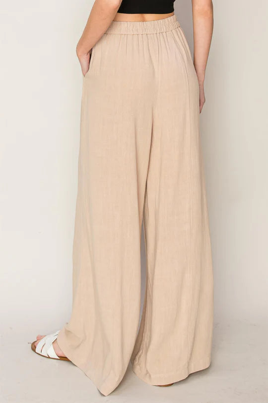 Linen blend pull on pant