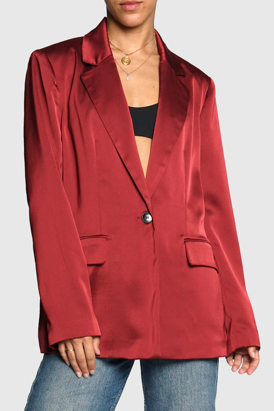 Red satin blazer