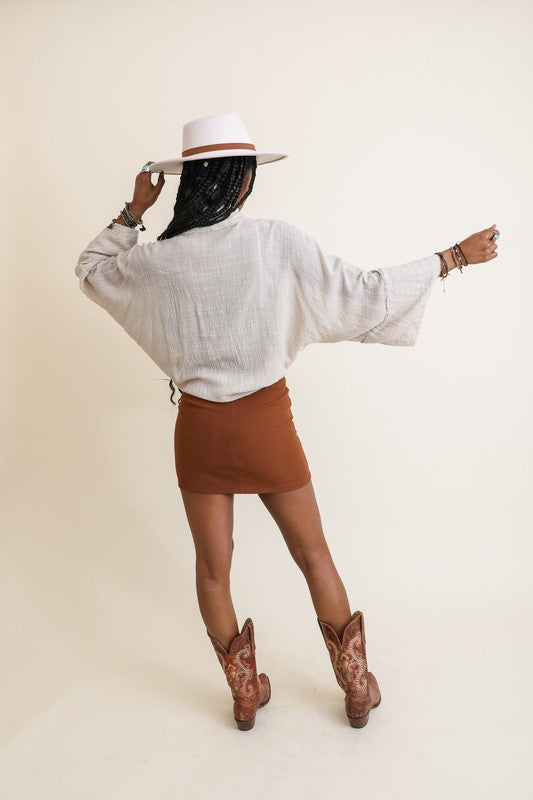 Flounce sleeve kimono wrap (2 colors)