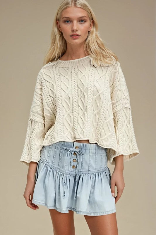 Cable knit lightweight sweater (2 colors)