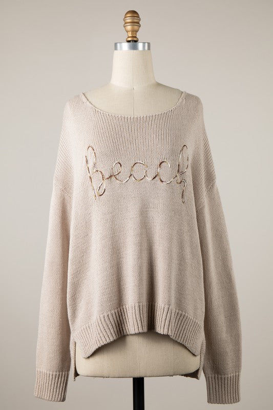 Cursive beach sweater