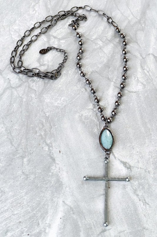 Hematite cross necklace
