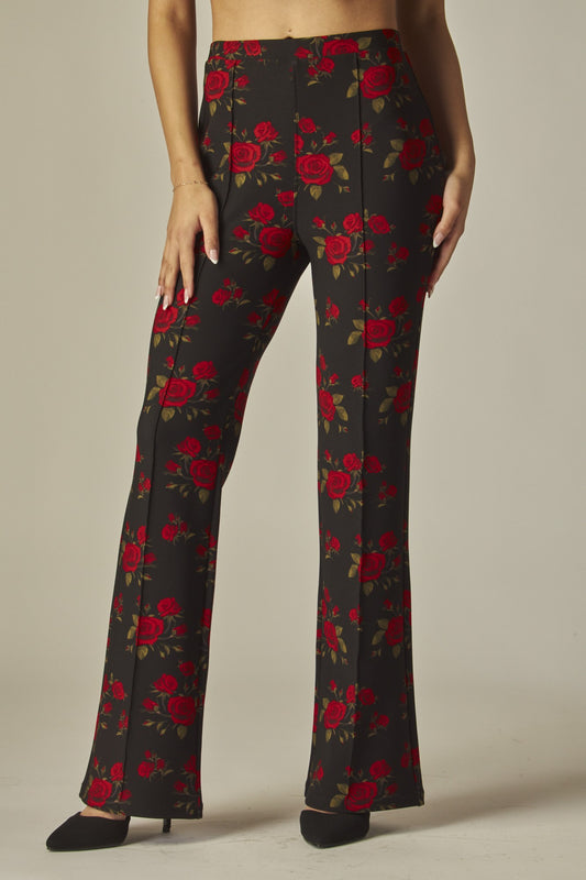 Rose pattern scuba pant