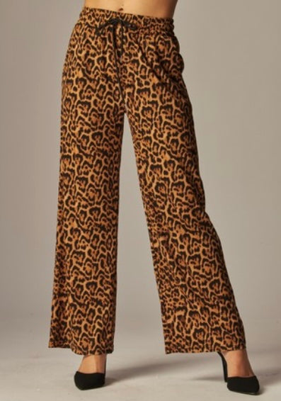 Leopard ribbed pull on pant