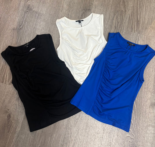 Side ruched sleeveless top (3 colors)