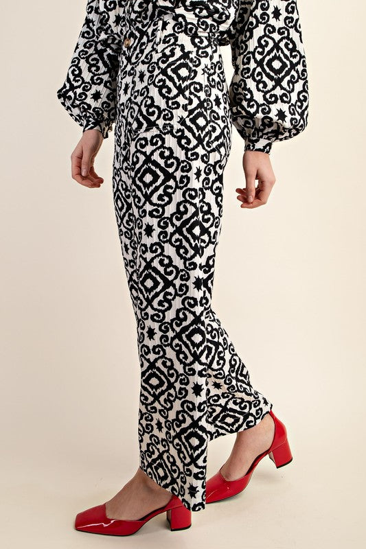 Geo print flowy ankle pant