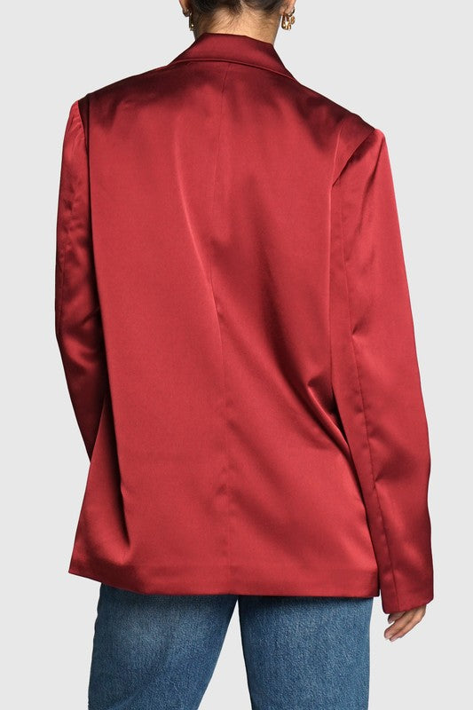 Red satin blazer