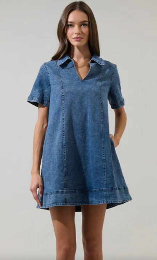 Denim shift dress