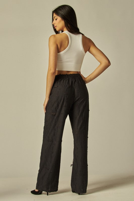 Vintage destroyed drawstring pull on pants