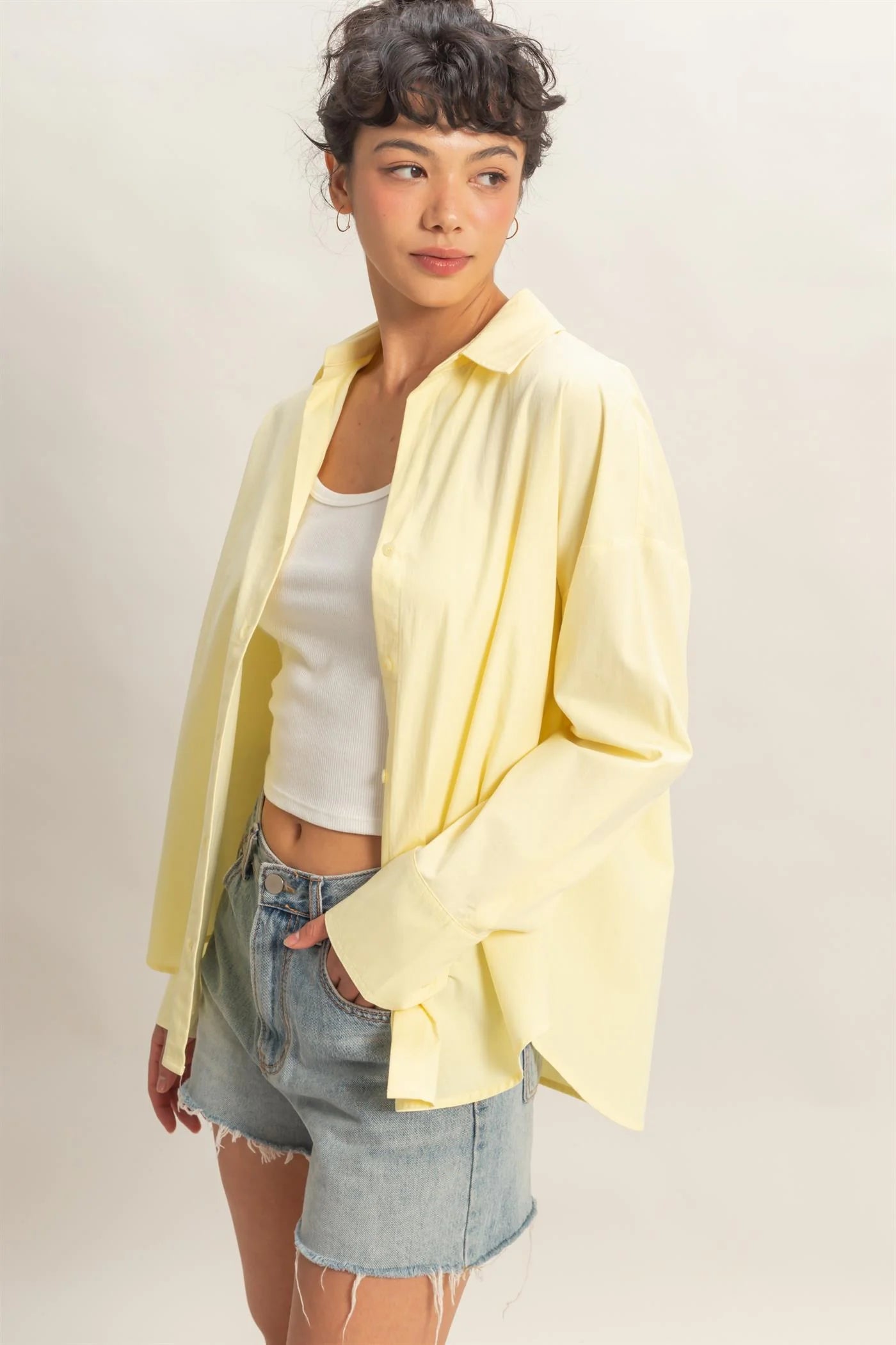 Butter yellow cotton button down
