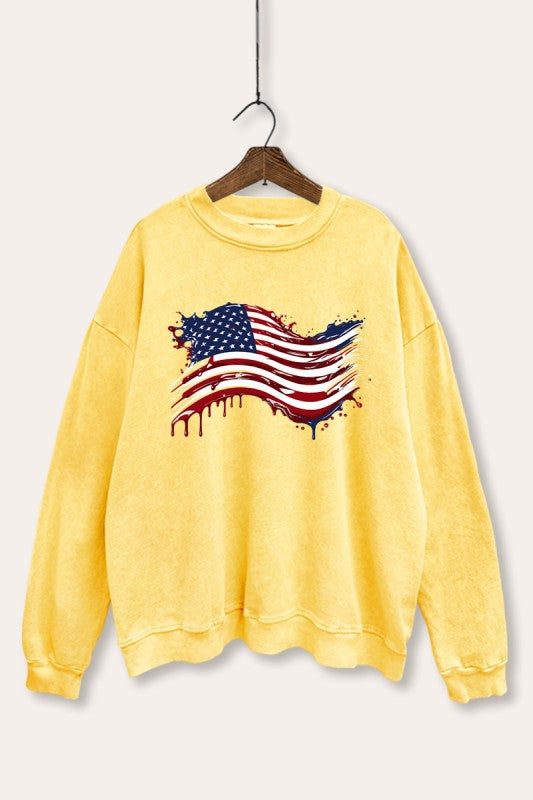 Mineral washed flag sweatshirt (2 colors)
