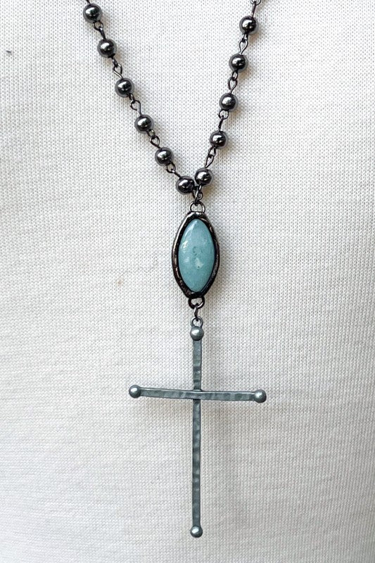 Hematite cross necklace