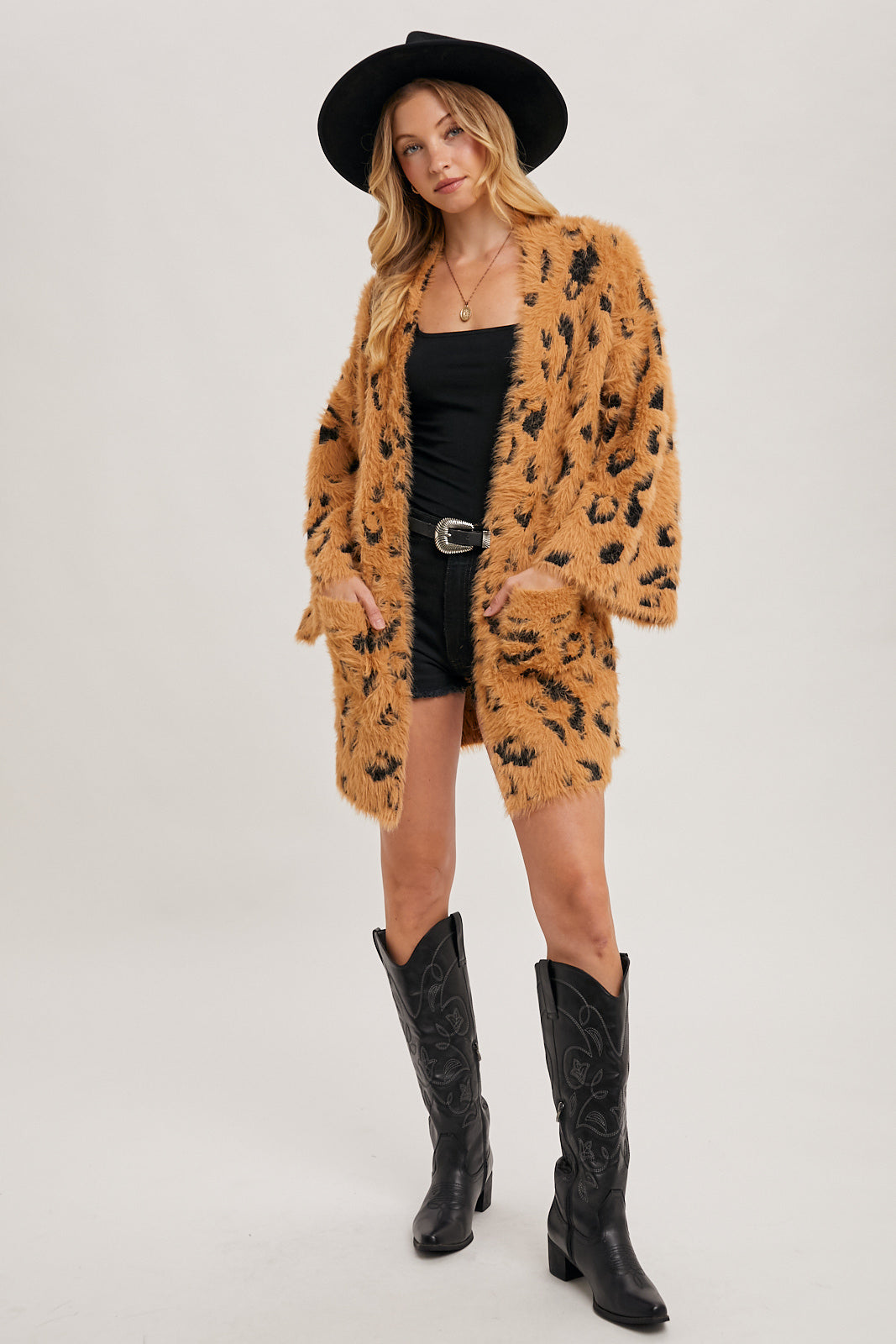 Fuzzy leopard cardigan