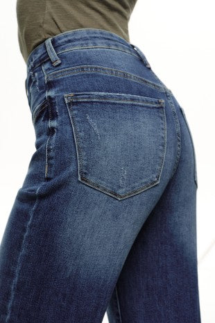 Distinctive Front Seam High Rise Wide Leg Jeans
