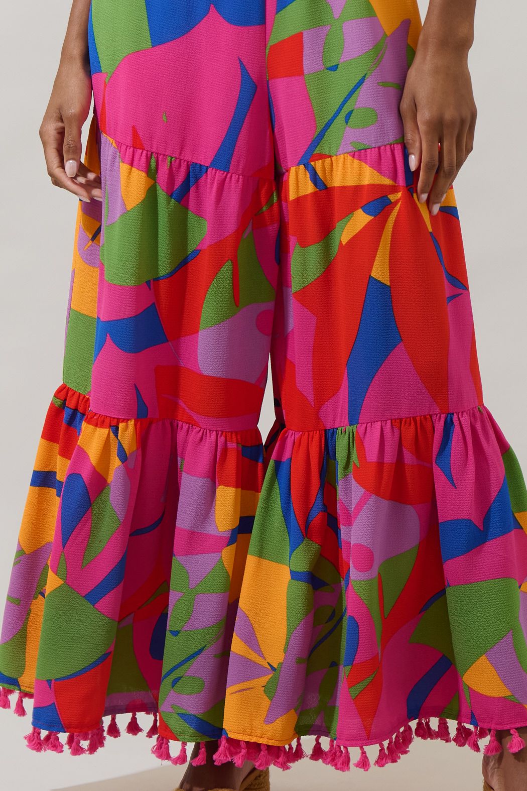 Abstract print strapless jumpsuit