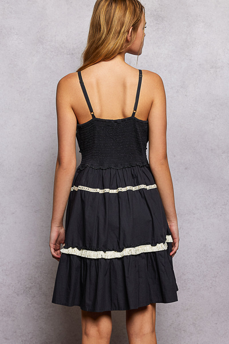 Charcoal embroidered and beaded mini dress