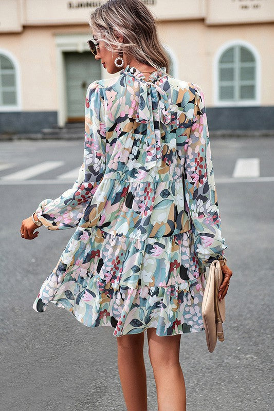 Floral dress with ruffle detail dress