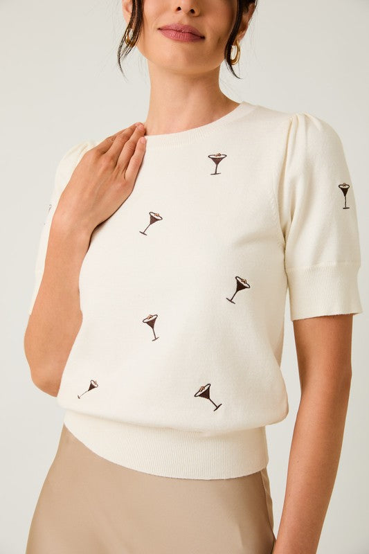 Short sleeve martini sweater