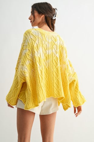 Washed cable knit sweater