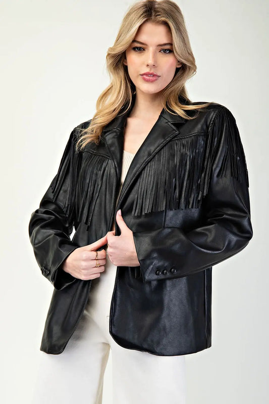 Fringe vegan leather jacket (2 colors)