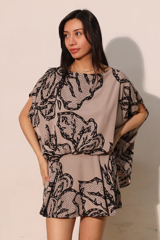 Chantilly print caftan top