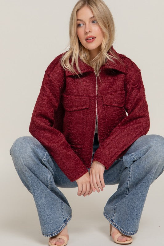 Burgundy boucle jacket