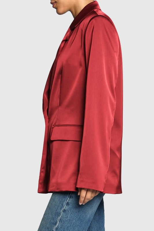 Red satin blazer