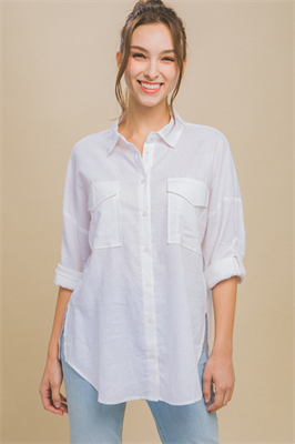 Button down linen blend shirt