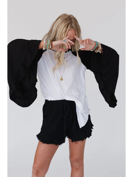 Bell sleeve baseball tee