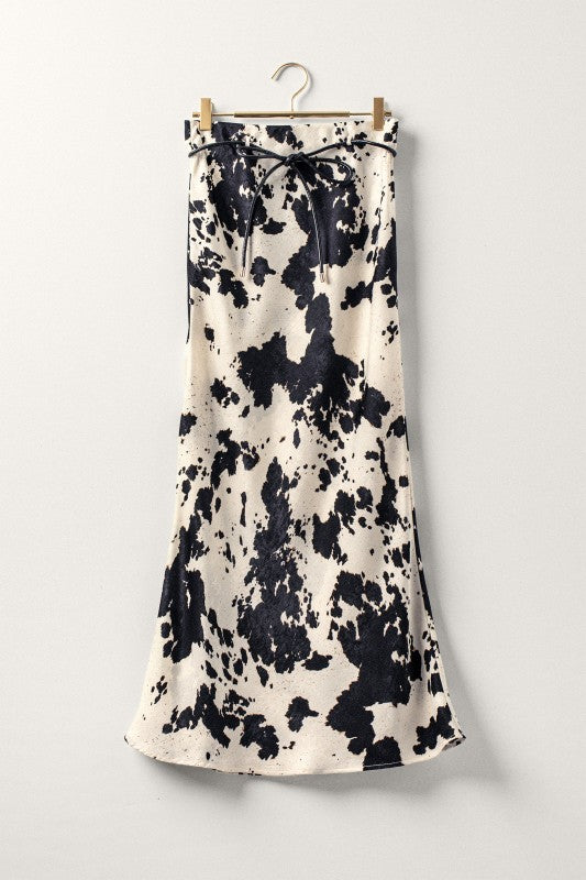 Cow print maxi skirt